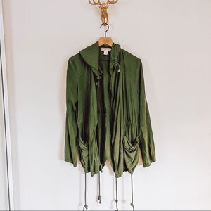 Band of Gypsies Women's Olive Green Hooded Boho Jacket Size Medium